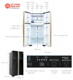 Alternative view of Tủ lạnh Hitachi Inverter 509 lít Multi Door R-FW650PGV8 GBK