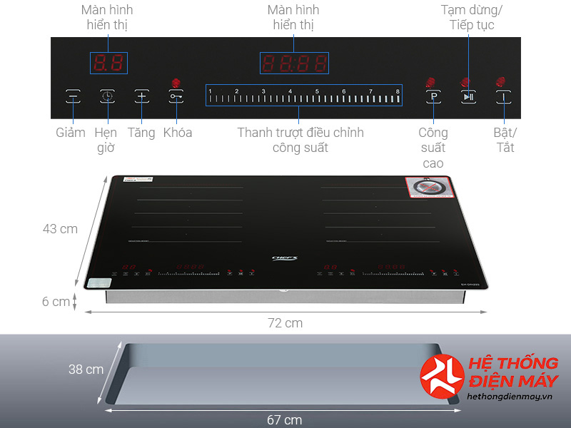 Bếp từ đôi âm Chef's EH - DIH203 4400W - Ảnh 7