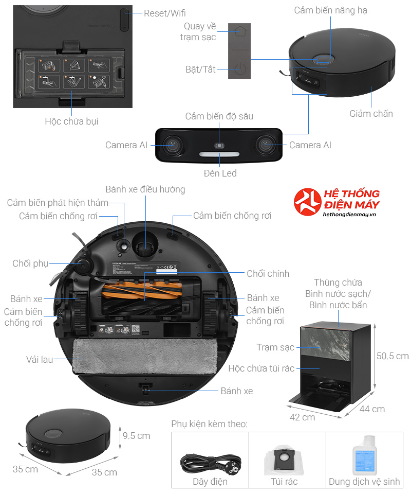 Robot hút bụi lau nhà Dreame Aqua 10 Pro Track - Đen - Ảnh 6