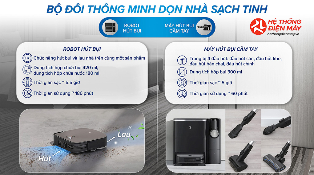 Robot hút bụi lau nhà Ecovacs Deebot X2 Combo - Ảnh 4