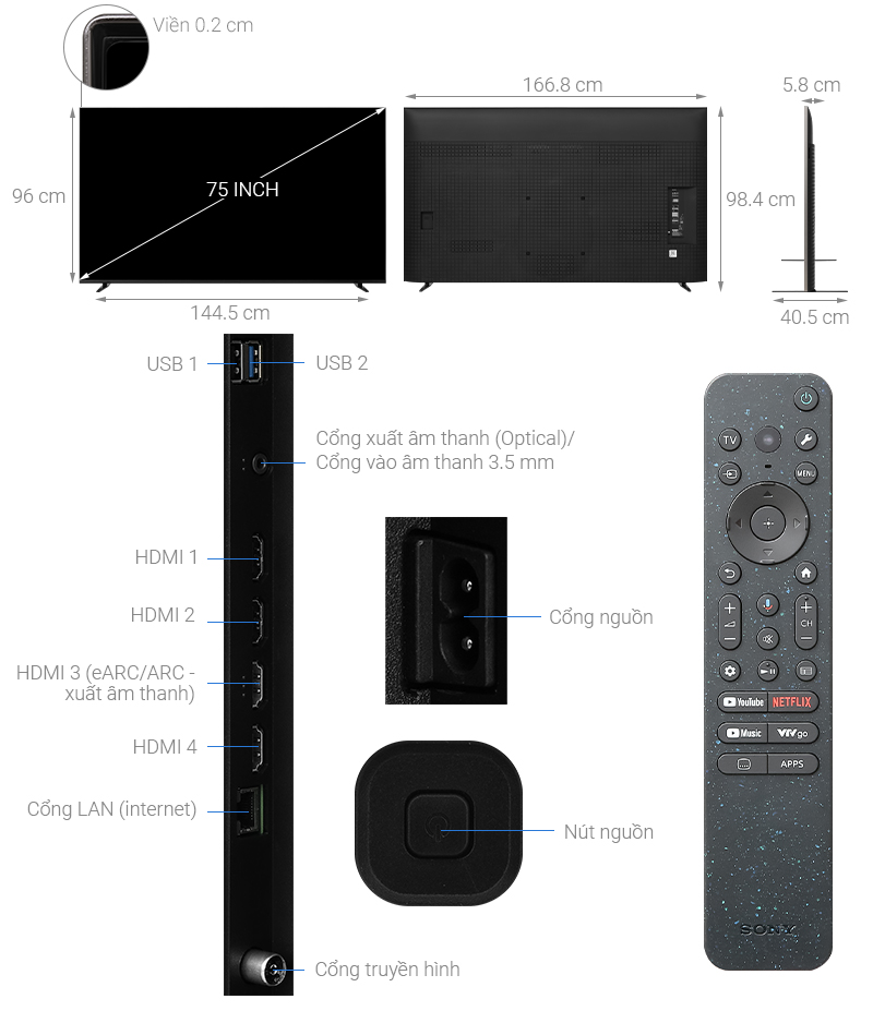 Google Tivi QLED Mini LED Sony AI 4K 75 inch K-75XR70 - Ảnh 2