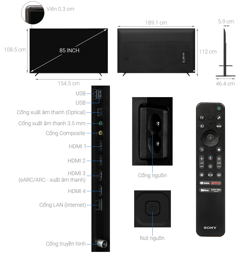Google Tivi Sony 4K 85 inch XR-85X90L - Ảnh 5