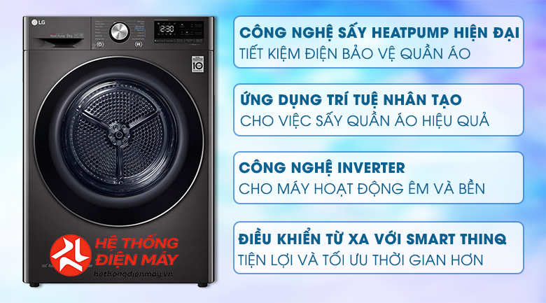 Máy sấy bơm nhiệt LG 9 kg DVHP09B - Ảnh 2